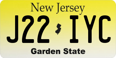 NJ license plate J22IYC