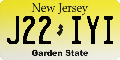 NJ license plate J22IYI