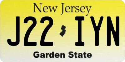 NJ license plate J22IYN