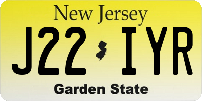 NJ license plate J22IYR