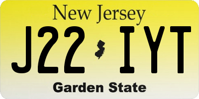 NJ license plate J22IYT
