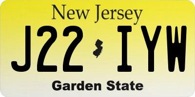 NJ license plate J22IYW