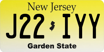 NJ license plate J22IYY