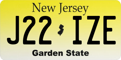 NJ license plate J22IZE