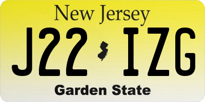 NJ license plate J22IZG