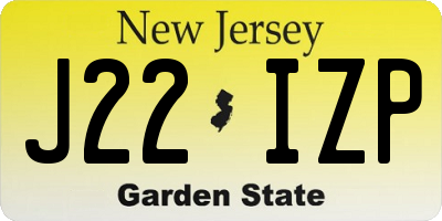 NJ license plate J22IZP