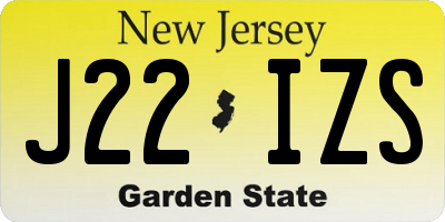 NJ license plate J22IZS