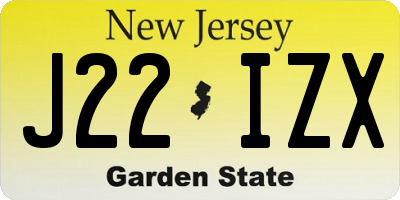 NJ license plate J22IZX