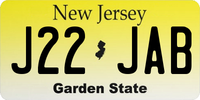 NJ license plate J22JAB