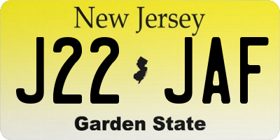 NJ license plate J22JAF