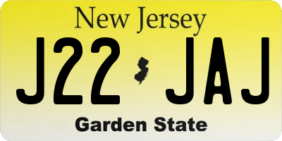 NJ license plate J22JAJ