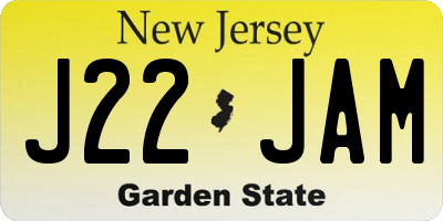 NJ license plate J22JAM