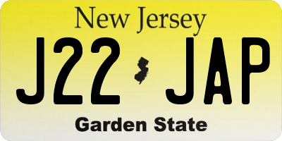 NJ license plate J22JAP