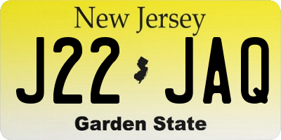 NJ license plate J22JAQ