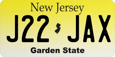 NJ license plate J22JAX