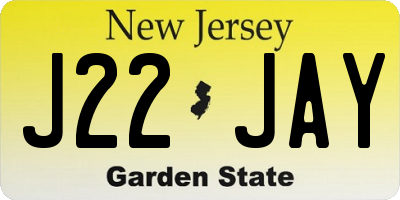 NJ license plate J22JAY