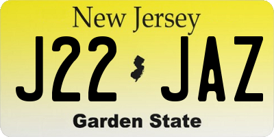 NJ license plate J22JAZ