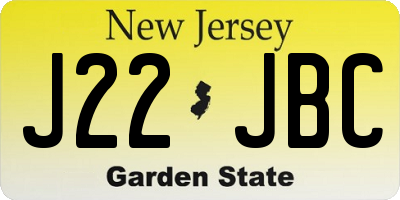 NJ license plate J22JBC