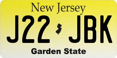 NJ license plate J22JBK