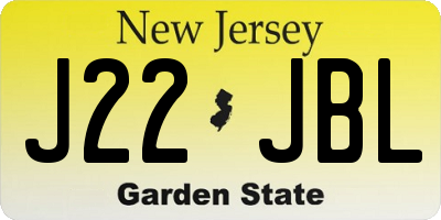 NJ license plate J22JBL