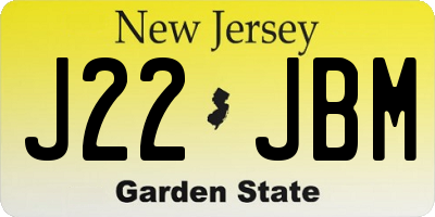 NJ license plate J22JBM