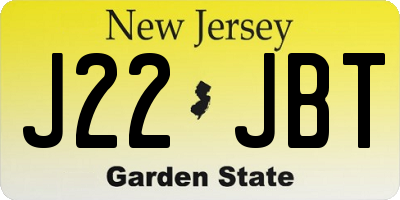 NJ license plate J22JBT
