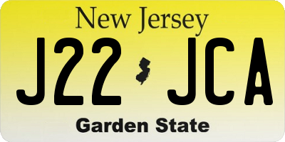NJ license plate J22JCA