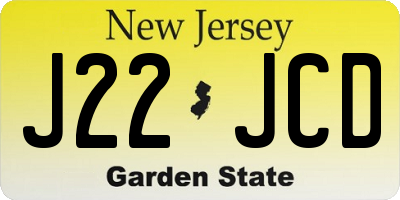 NJ license plate J22JCD
