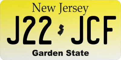 NJ license plate J22JCF