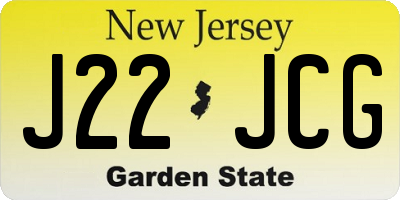 NJ license plate J22JCG