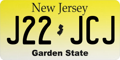 NJ license plate J22JCJ