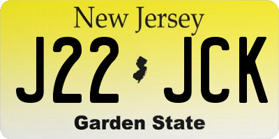 NJ license plate J22JCK