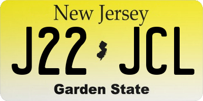 NJ license plate J22JCL