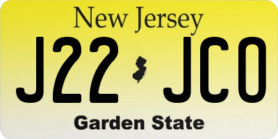NJ license plate J22JCO