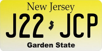 NJ license plate J22JCP