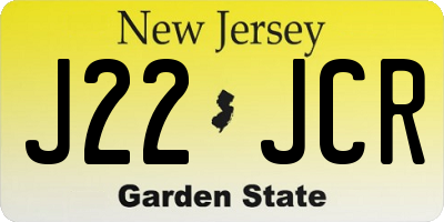 NJ license plate J22JCR