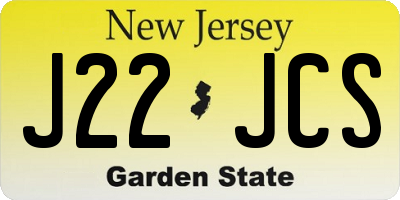 NJ license plate J22JCS