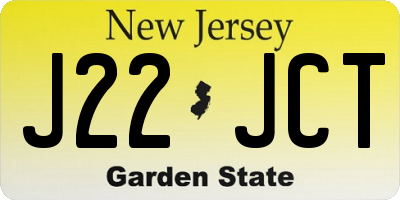 NJ license plate J22JCT