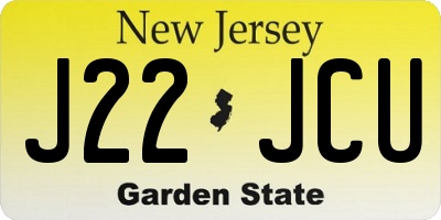 NJ license plate J22JCU