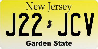 NJ license plate J22JCV