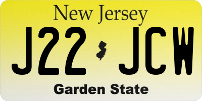 NJ license plate J22JCW