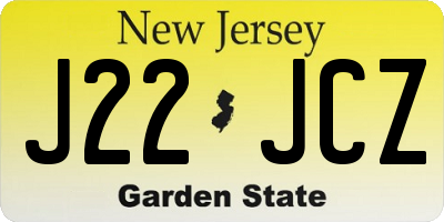 NJ license plate J22JCZ
