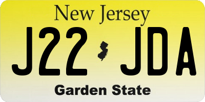NJ license plate J22JDA