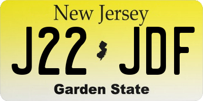 NJ license plate J22JDF