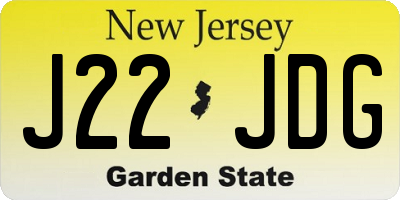 NJ license plate J22JDG