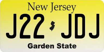 NJ license plate J22JDJ