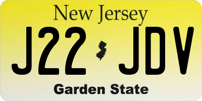 NJ license plate J22JDV