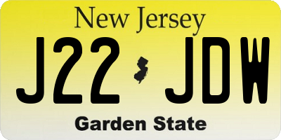 NJ license plate J22JDW