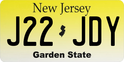 NJ license plate J22JDY