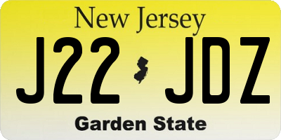 NJ license plate J22JDZ